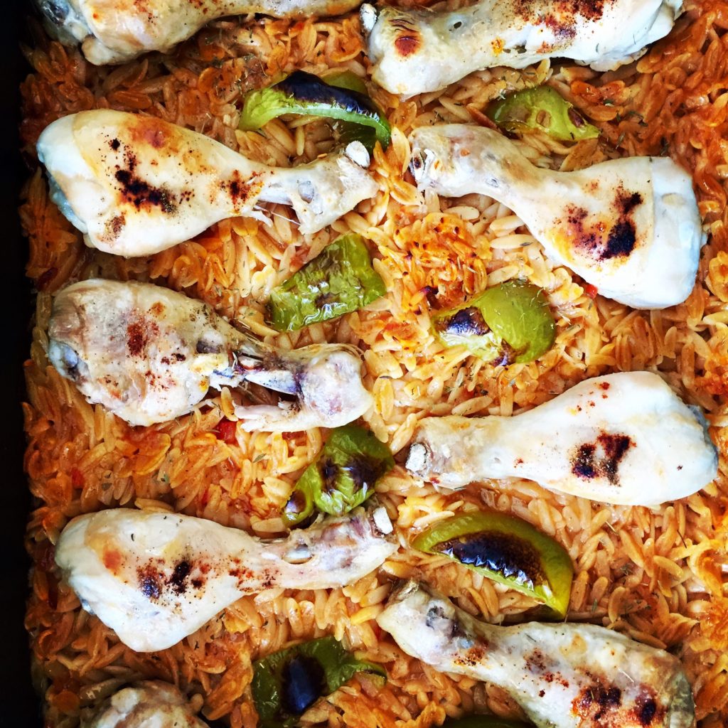 Chicken over Orzo