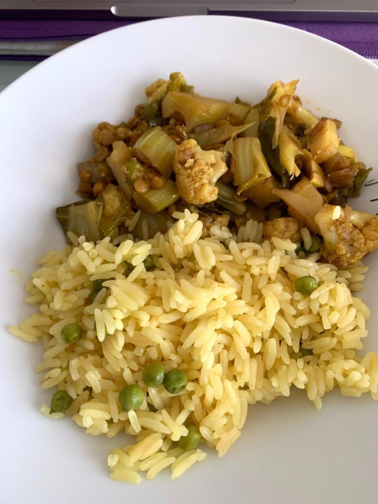 Saffron Rice with Cauliflower Curry