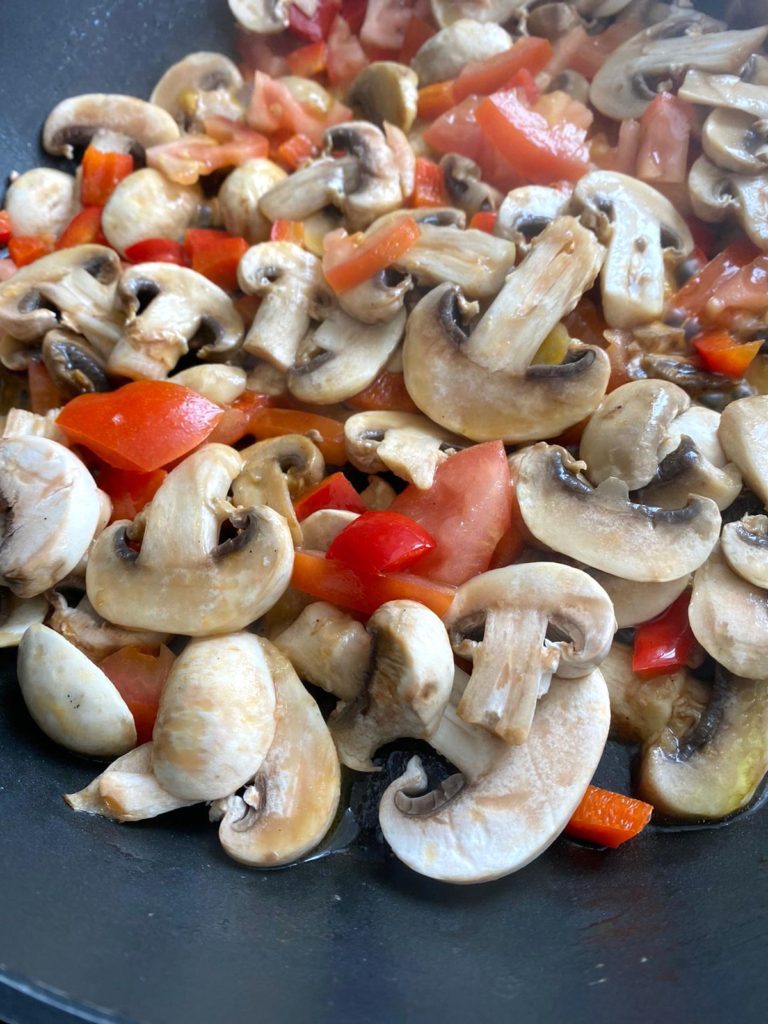 Mushroom and red peppers