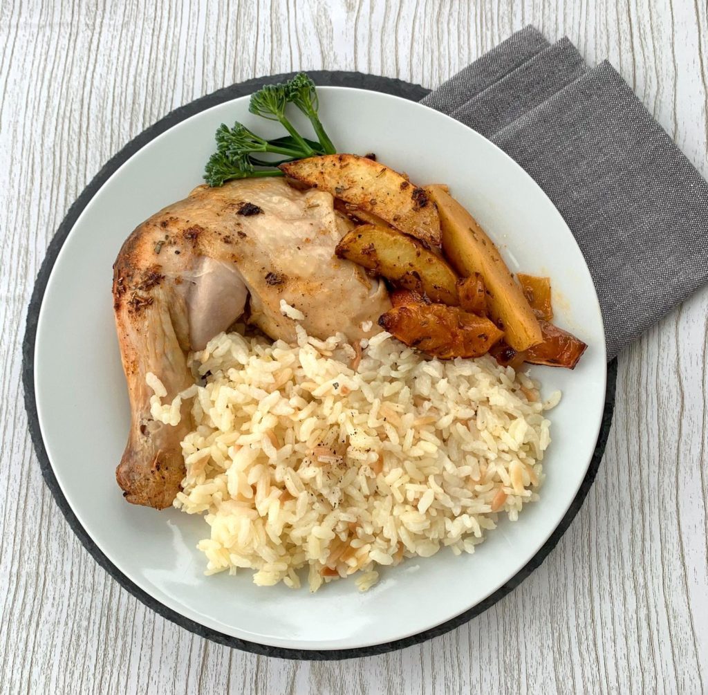 Roasted Chicken with veggies and rice