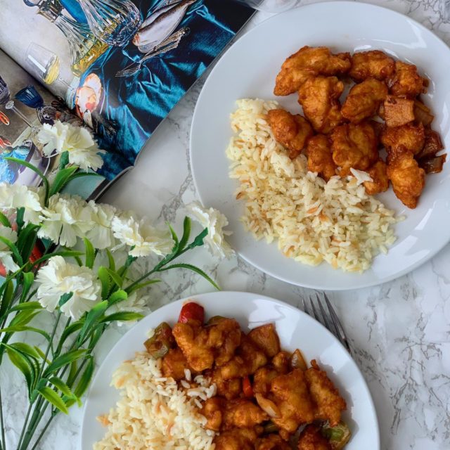 Sweet and Sour Chicken served with rice