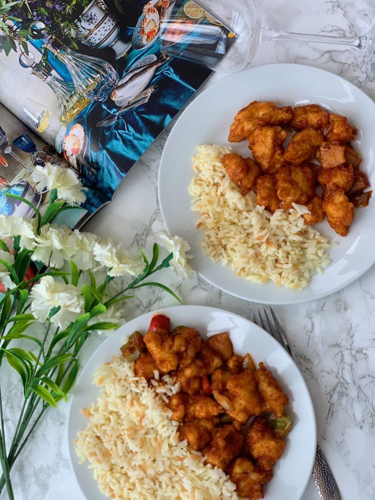 Sweet and Sour Chicken served with rice