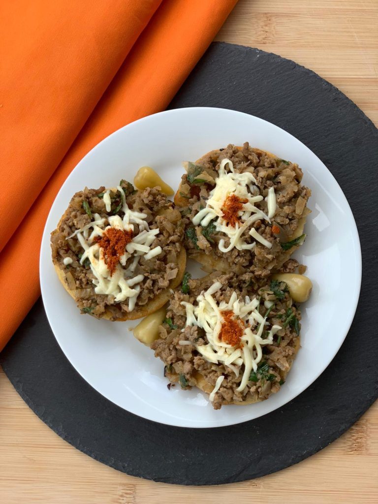 Savory mini pancakes with meat