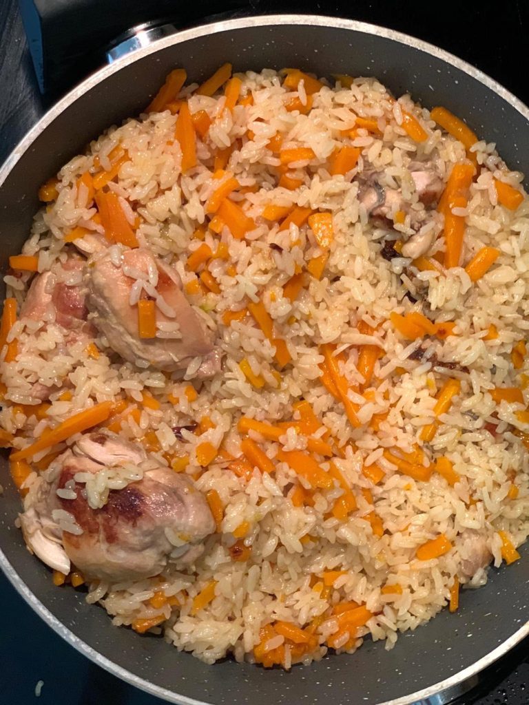 Cooking Uzbek Chicken Plov
